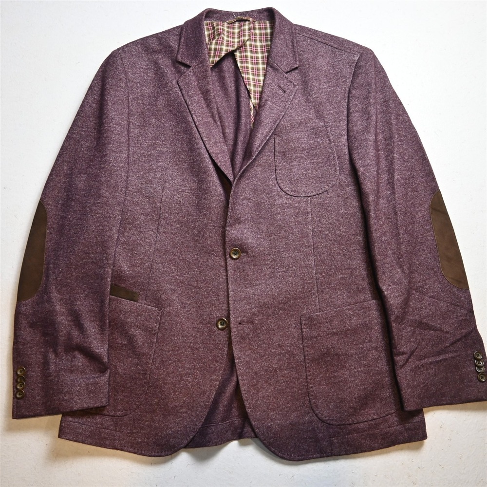 Patrick James 44R Merlot Purple Wool Flannel Half Lined Soft Shoulder Blazer